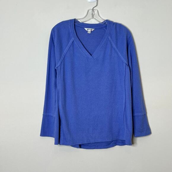 Wildfox Haley Brushed Purple Orchid V Neck Long Sleeve Thermal Sweater Top Small - Picture 2 of 9